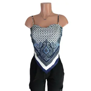 Paisley Bandana Top scarf top Crop tied back Polyester Womenswear