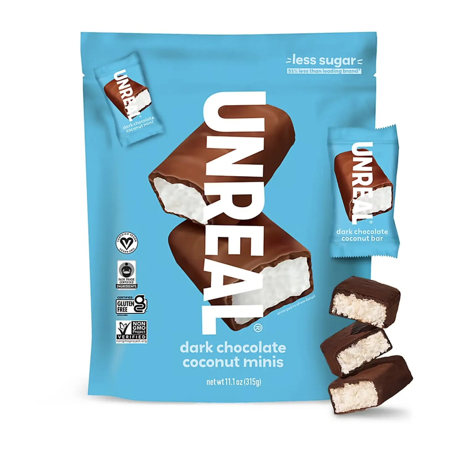 Unreal Dark Chocolate Coconut Minis 11.1 oz Unreal Dark Chocolate Coconut Minis 11.1 oz