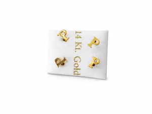 14K Gold Initial P Stud Earrings Set for Women