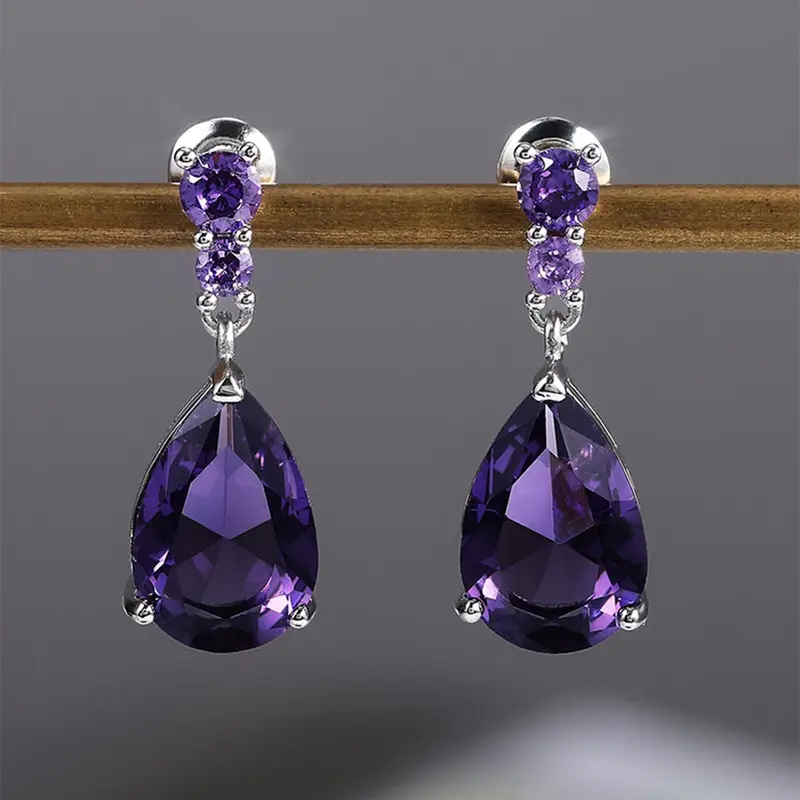 Water Drop Shaped Rhinestone Decor Dangle Earrings, Dangling Earrings, Statement Earrings (1 Pair), Fashion Jewelry for Party, Daily Clothing Decor, Trendy Wedding Anniversary Party Jewelry Gift, Fashionable Jewelry Accessories