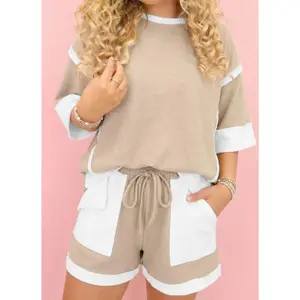 Shorts - 2 Piece Set Patchwork Detail