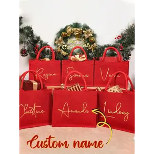 Personalized Christmas Gift Bags, Red Gift Bags,Xmas Gift Bags, Christmas Party Bags,Christmas Sacks,Custom Christmas Gift Bag,Christmas Eve