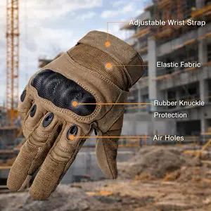 Tactical Touchscreen Work Gloves with Carabiner Clip, Hard Knuckle, Full Finger Safety Gloves.