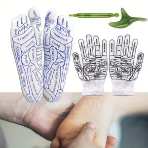 4 Pcs Acupressure Reflexology Foot Massage Socks and Gloves with Reflexology Tools English Warp Socks for Foot Relief and Acupressure Massage Beauty & Personal Care