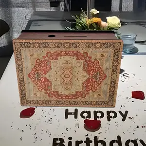 Wooden Piggy Bank with Persian Carpet Design, Home Savings Plan, Teenage Holiday Gift, Essential Money Storage, Perfect for Birthdays