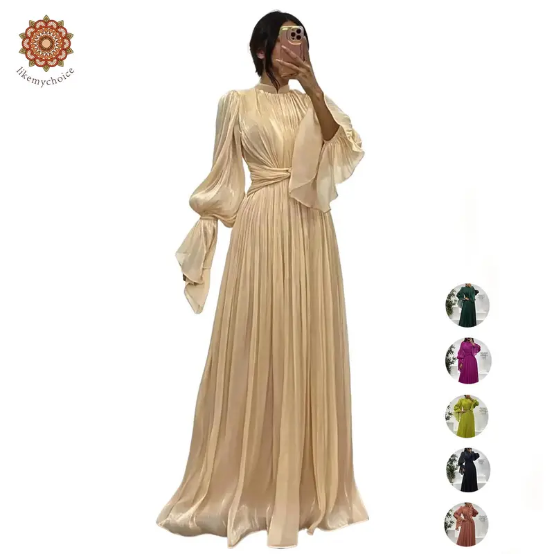 slim fit dress slacks Rayne Mesh Long Sleeve A-Line Formal Dress