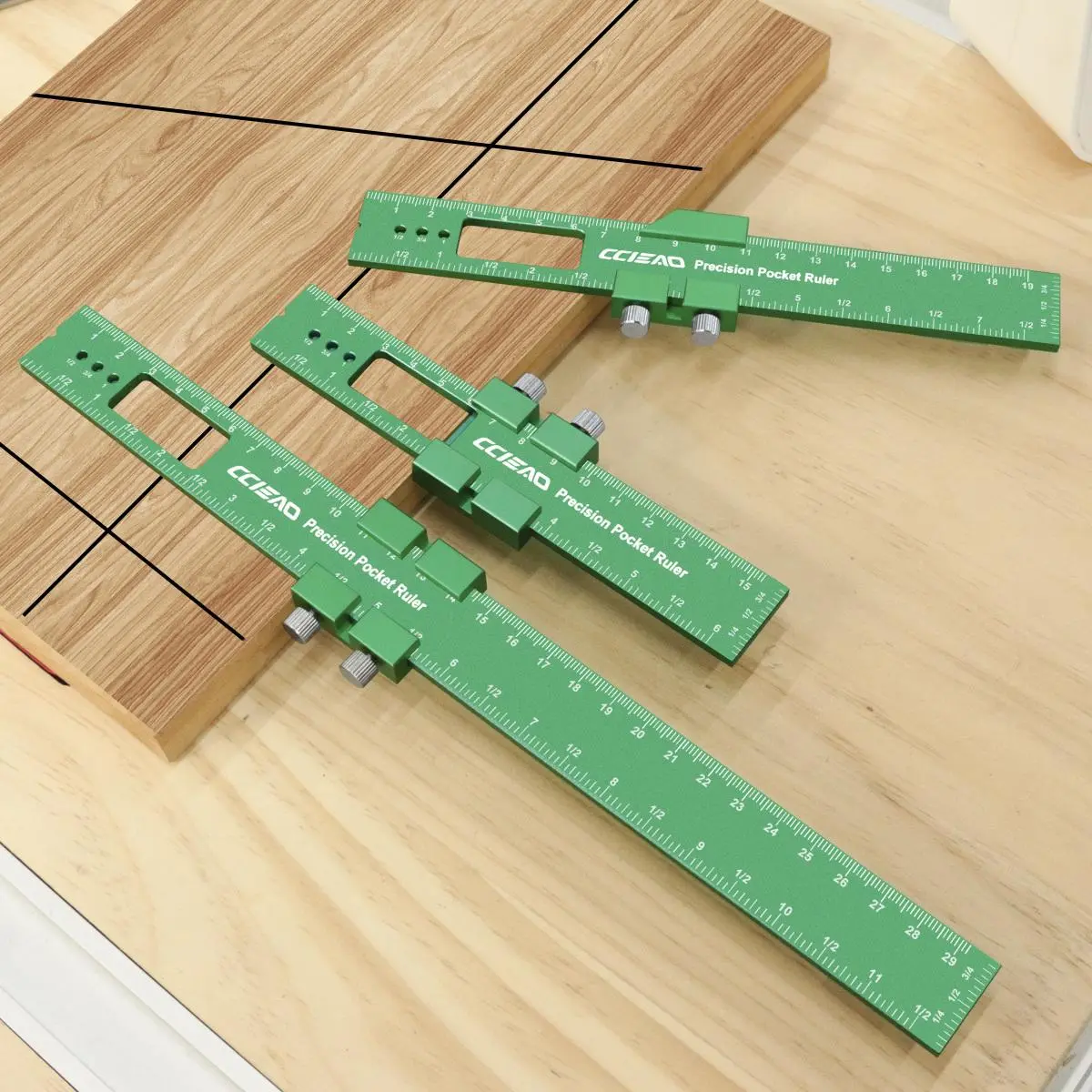 Woodworking Ruler, Precision Pocket Ruler, Square Ruler Adjustable Sliding Ruler for Marking and Measuring, Precision Measurement, Hand Measuring Tools, Portable, Compact Size, Durable Construction, Dual Metric Inch