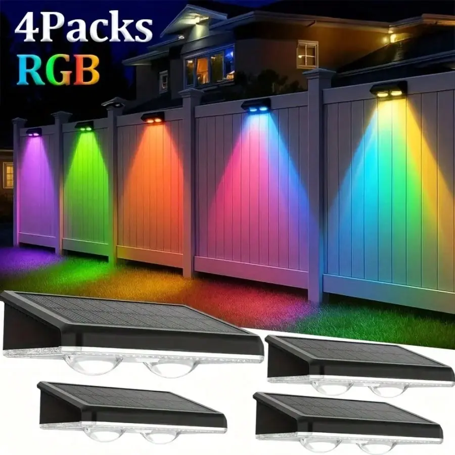 Solar Fence Lights Multi Colour Garden Wall Lights for Villa Garden Fence Holiday Walkway Home Landscape Lighting, Solar Lights Outdoor, Pathway Solar Lights