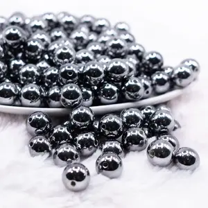 12mm Black Reflective Bubblegum Beads