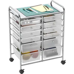 Utility cart with 12 drawers — rolling storage organizer for art crafts on wheels