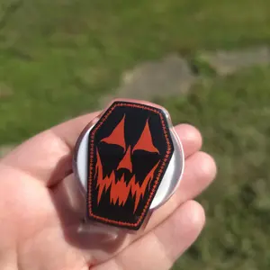 Spooky Coffin Phone Grip, Horror Vampire Casket Griptok, Halloween Monster Coffin Phone Stand, Red & Orange Spooky Accessory, Creepy Gift for Horror Fans magnetic mount
