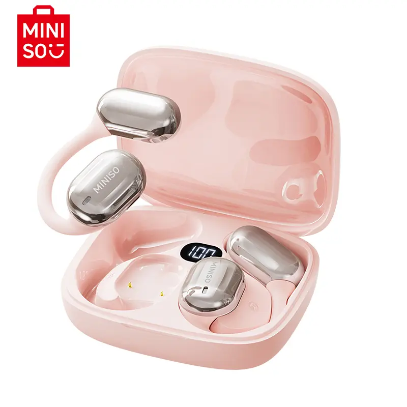 MINISO MS162 Open Ear Bluetooth Earbuds - Plastic Electronic Audio Headphones, Hi-Fi Sound, IPX5 Sweat Resistant, Low Latency Gaming-Ready Sync, Touch Controls, Built-in Mic, Comfortable Fit, Ambient Sound Detection, Universal Mobile/Cells Compatibility