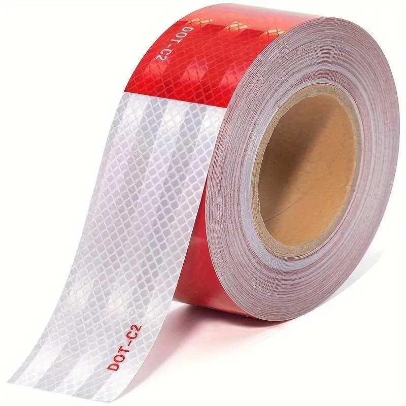 1pc Reflective Safety Automotive Tape DOT-C2 Waterproof Red And White Adhesive Conspicuity Tape For Trailer, Outdoor, Cars, Trucks