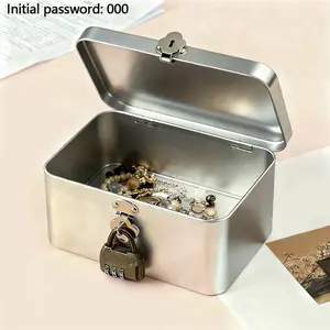 26 Year New Lockable Storage Box, Iron Material Gift Box, Jewelry Box, Treasure Chest, Vintage Floral Plant Pattern, Desk Organizer