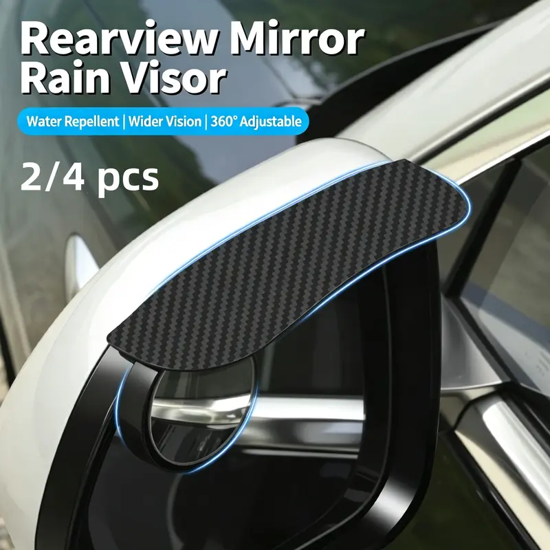 2‑Piece Car Rearview Mirror Rain Visors, 360‑Degree Small Round Auxiliary Blind Spot Rain Guards, Automotive Body & Frame Replacement Part Accessories, 2‑Piece Coverage-MM1