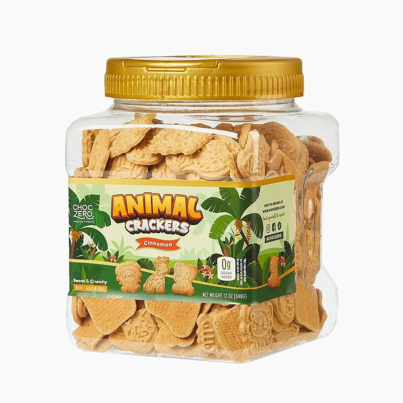 ChocZero Animal Crackers Cookies, Cinnamon Flavored, Gluten Free, Low Carb, No Added Sugar, 12 Ounce (Pack of 1)
