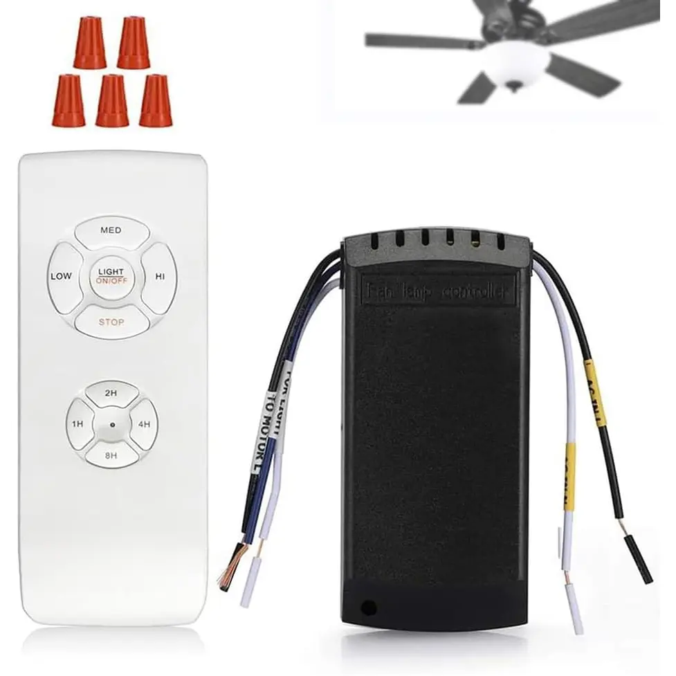 Universal Ceiling Fan Remote Control Kit - 3 Speed Settings, 4 Timing Controls, Silent Mode, 4 Independent Buttons, ABS Plastic Transmitter & Receiver for Restaurant, Garage (Compatible with Fan Pendant Lamps)