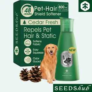 Seedshub Pet Hair Removal Laundry Detergent Calming 27 fl oz 32 Loads Plant-Based Enzymes Cedar Scent Bleach-Free Fur Odor Eliminator  Stain Remover for Cat & Dog Owners   summervibes Odor Destroyer Odor Control Foam