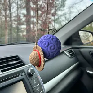 Devil Fruit and Hat Hanging | Rear View Mirror Hanger, Anime Car Decor, Gift, Fan Collectible