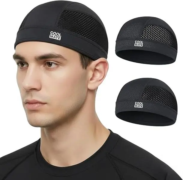 2 Pack Cooling Skull Cap for Men Women Sweat-Wicking Breathable Mesh Liner for Helmets, Summer Cycling Motorcycle