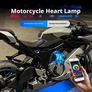Premium Seasonal Motorcycle "Heart" Light — App-Controlled Blue Decorative LED Tail Light — High-Tech, Stylish Ambient Lighting for Night Riding