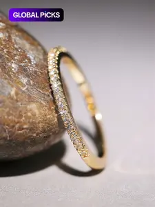 Elegant Women's Zircon Ring, Synthetic Zircon Rings, Artificial Sparkling Zircon Inlay, Casual Copper Jewelry Gift for Wedding Party, All Season Fashion Accessory, Simple Design for Her