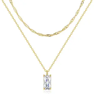 New Diamond Pendant Gold Necklace for Women,Dainty 18k Gold Plated Choker Necklaces Simple Gold Jewelry Gifts for Women Girls chain