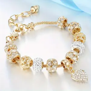 Kids' Handmade Multi-Element Round Bead Bracelet - Stainless Steel, Copper Alloy, Rhinestone Accents, Fashion Costume Jewelry Accessory, Rhinestones