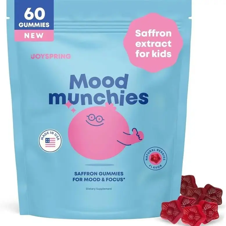 JoySpring Saffron Gummies Plant-Based Formula for Daily Wellness Mood Munchies with Saffron & Passion Flower for Emotional Support Sugar-Free Gluten-Free Made in USA