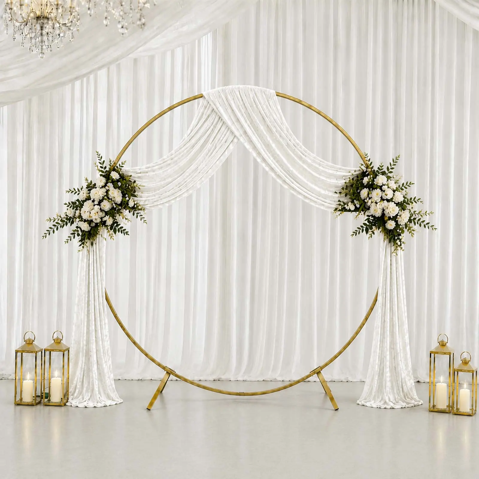 White Premium Crushed Velvet Backdrop Curtain 5ft x 18ft – Ceiling Drapery Panel & Wedding Backdrop with Rod Pocket, 70% Blackout