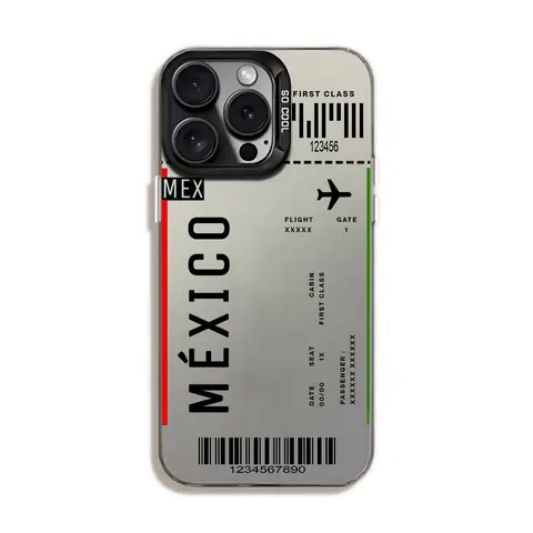 Mexico Flight Ticket Phone Case Design Cool Unique For iPhone 18 17 16, 15 14 13 12 11 Pro Max Plus Samsung Galaxy S25 Phone Case Anti-Drop Fingerprint Protection Full Protection Durable Shock Absorption Stylish PC Material
