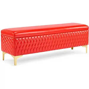 OmySalon Waiting Room Bench with Storage, Faux Leather Office Guest Chair Lobby Seating, Reception Furniture for Small Salon Barbershop Conference Business