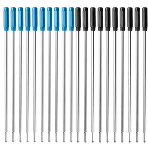 20pcs 11.6mm/4.57inch Pen Refills, The Metal Ballpoint Pen Replacement Kit, Blue Black Ink, Supplies Writing