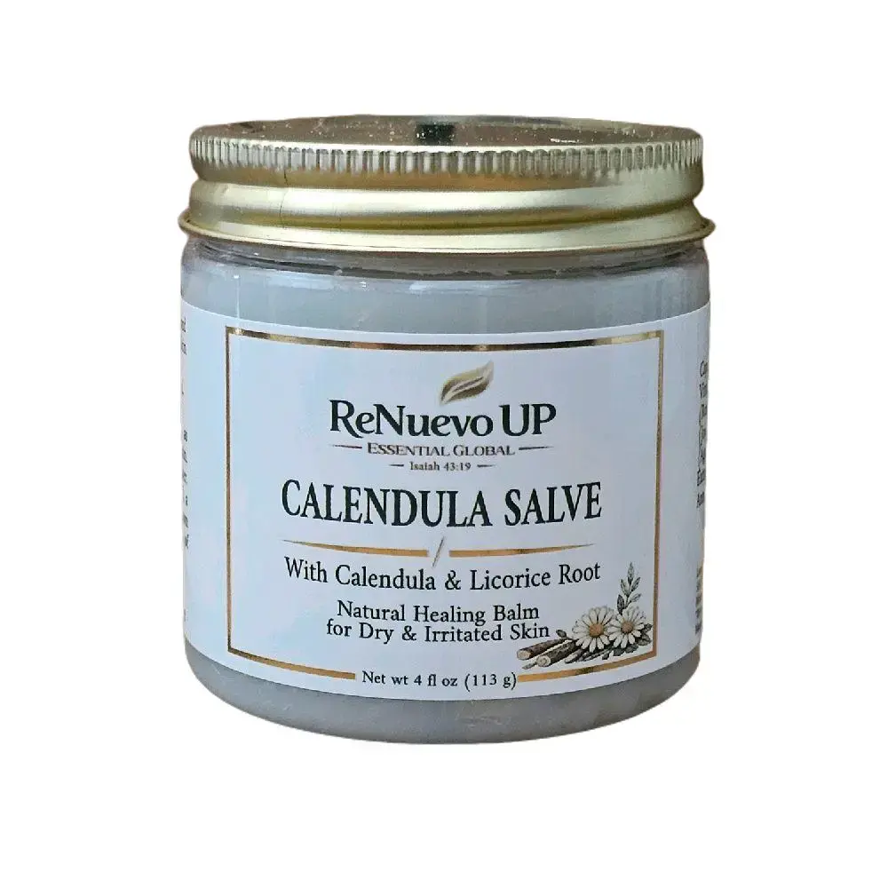 ReNuevo UP - Calendula Salve - Calendula & Licorice Root - Natural Healing Balm for Dry & Irritated Skin - Beeswax, Rosemary, Jojoba, Agua, Grape Body Care Gentle