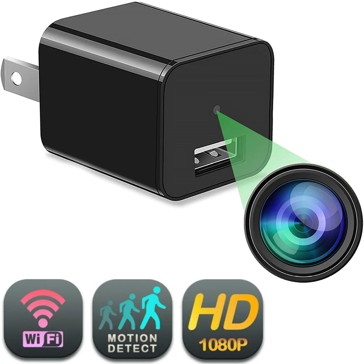 SpyWfi USB Wall Charger Motion Detection Hidden Spy Camera 1080p HD WiFi