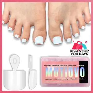 MUTIOVO Short Square Toe Nail Tips Pure Color White, Soft Gel Full Cover Fake Toenails Extension Kit, 224 Pcs 16 Sizes, No Glue Included, Need Builder Gel & Top Coat for Salon & DIY Pedicure summerwins