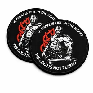 2pcs Viking Warrior Morale Patch The Cold Is Not Feared 3.35" Circle Removable Morale Patch with Tactical Embroidered Patch