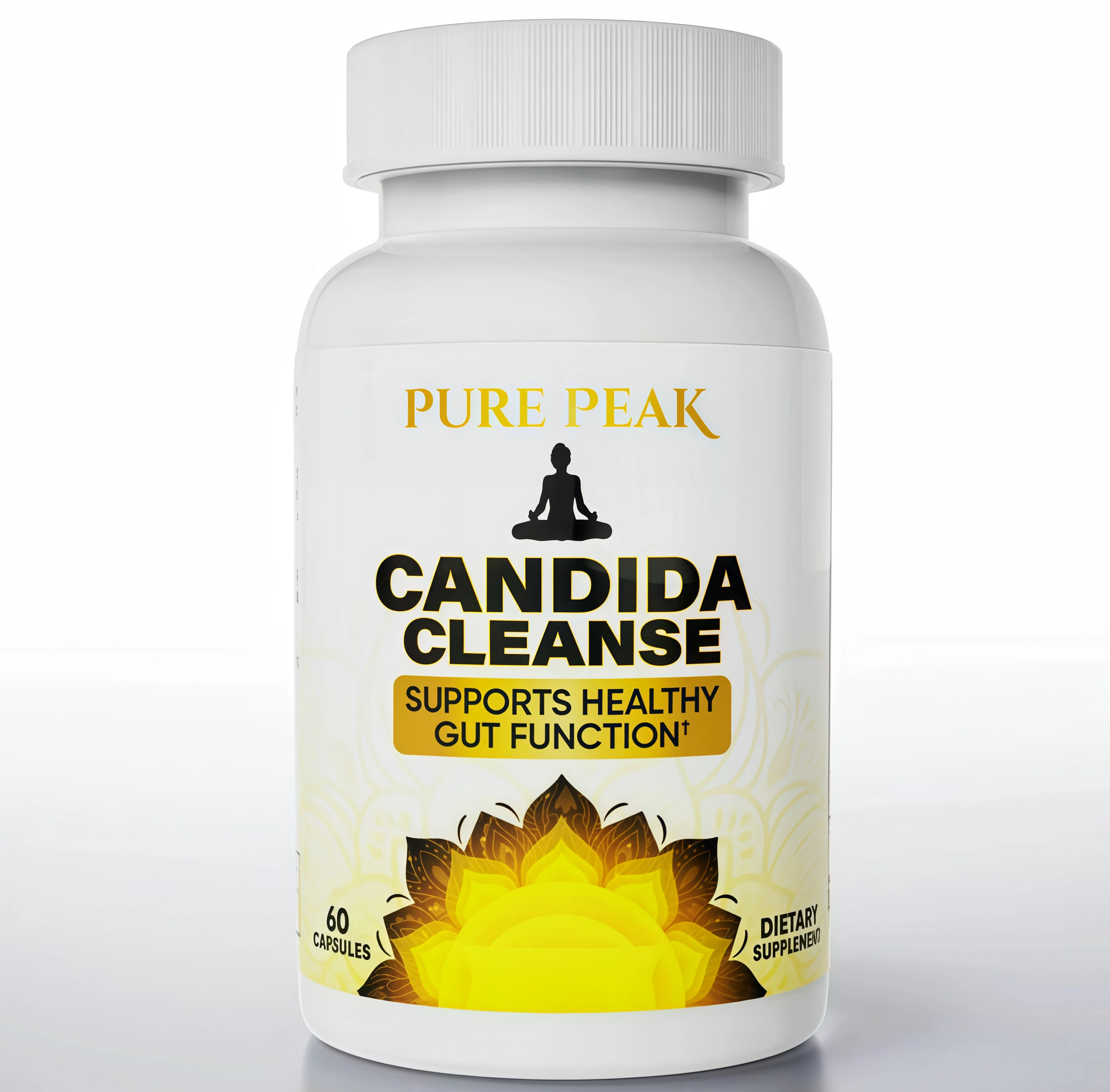 Pure Peak Candida Cleanse Supplement -LH Supports Healthy Gut Function & Intestinal Balance, with Oregano, Caprylic Acid, LactoSpore Probiotics, Wormwood, Black Walnut - 60 Capsules