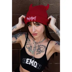 Graveyard Devil Horn Beanie Chili Pepper Red