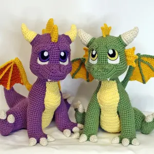 Cute Large Dinosaur Flying Dragon Adult Beginner Crochet Set ,Animal Crochet Kit for Beginners, Crochet Kit for Adults, with Step-By-Step Text Tutorial, Dinosaur DIY Knitting Kit, Cute And Interesting Home Decoration Ornaments, Crochet Gifts