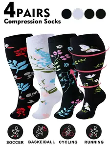 Plus Size Compression Socks for Men & Women, 20-30mmhg Wide Calf Booster Socks for Circulation, Running, Nurses, Pregnant Women