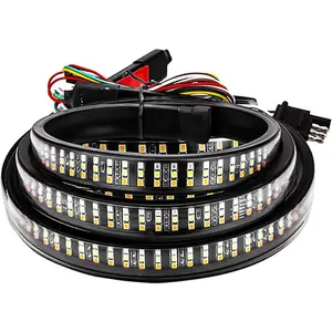 48" LED Tailgate Light Bar, Triple Row LED Tail Light Strip with Red Brake White Reverse Lights, Bright Waterproof Rear Lights Bar Universal for Pickup Trucks SUV RV Van (White & Yellow & Red)