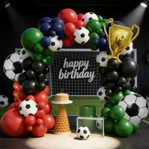 109pcs Soccer Balloon Garland Kit, Latex Balloons, Ideal for Kids' Football Birthday Parties, Fun Game Day Decorations, Easy to Assemble