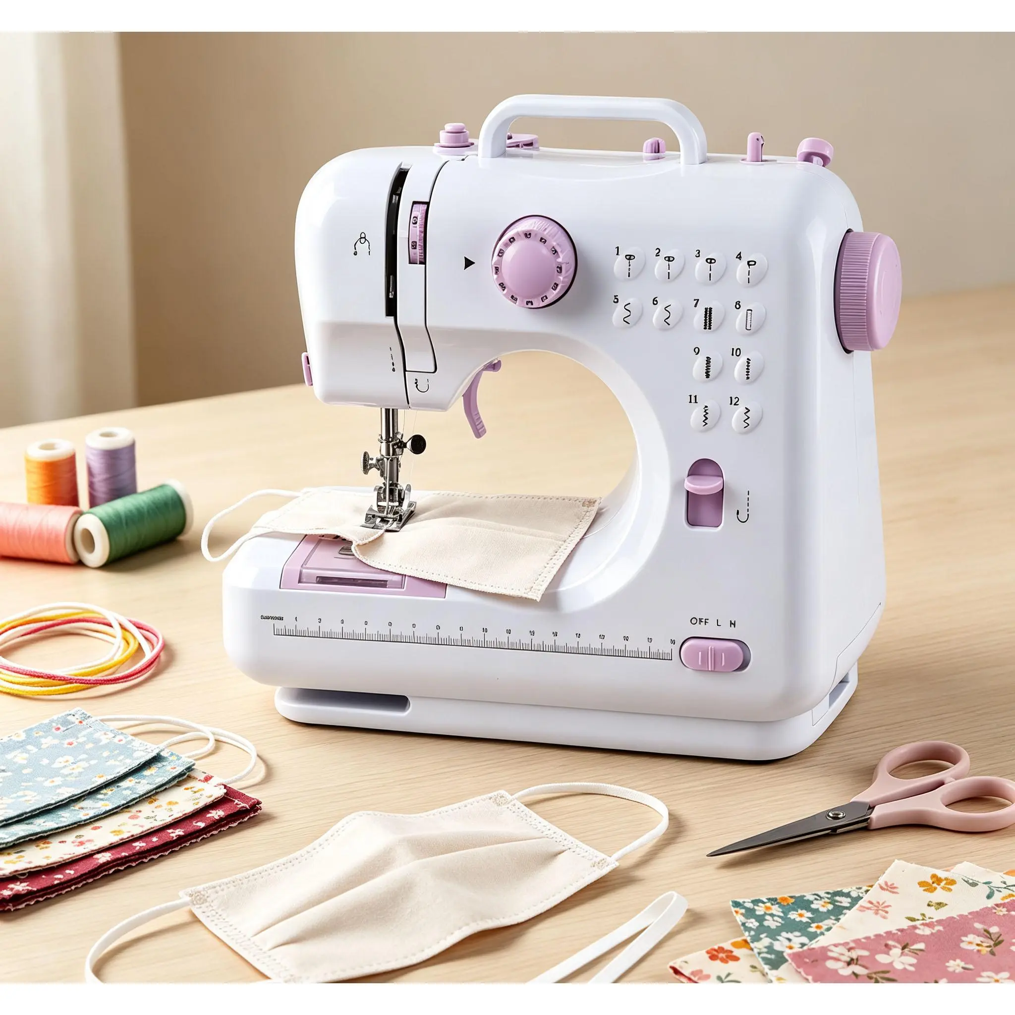 Compact Household Sewing Machine with 12 Stitch Options, Reverse Sewing Function, Dual Power Supply, Easy-to-Use Mini Sewing Machine Perfect for Kids, Hobby Crafters & Clothing Repairs
