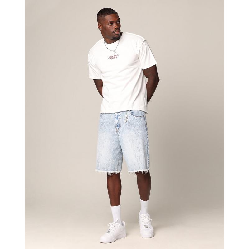 Saint Morta Inferno Baggy Denim Shorts Blue Acidwash