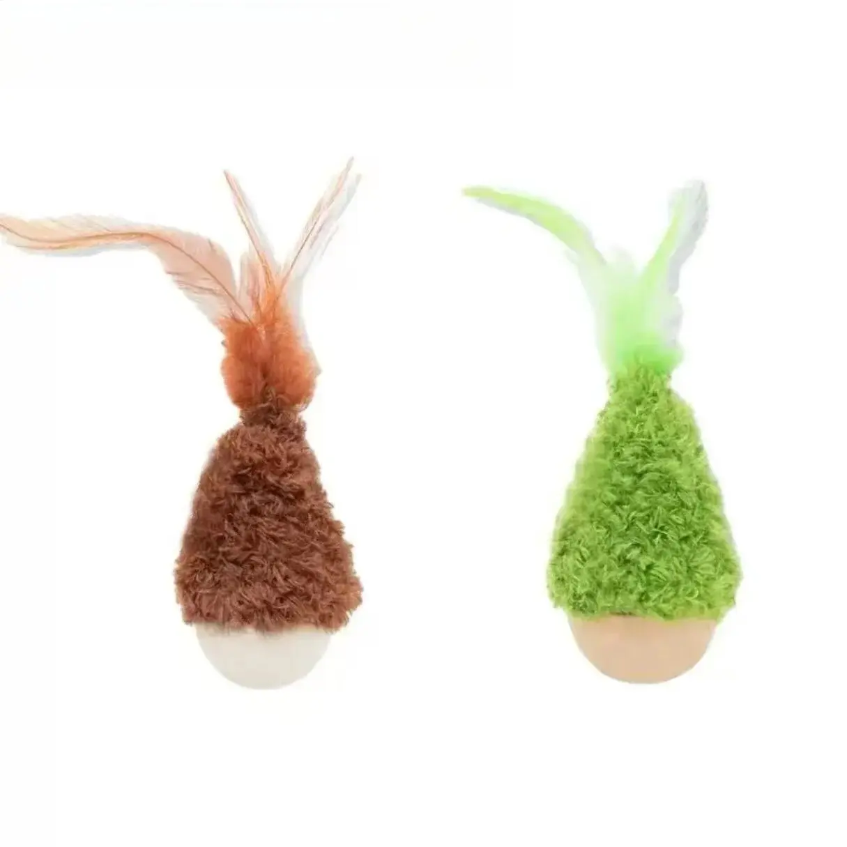 Green roly-poly toy + brown roly-poly toy