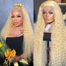 Hotlove Hair 613 Blonde Lace Front Wig Human Hair Deep Wave 13x6 HD Lace Frontal Wig Pre Plucked Natural Hairline with Baby Hair Soft Human Hair Wig for Women Daily Wear Party Look Transparent Lace
