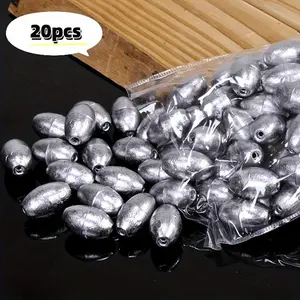 Olive Shaped Hollow Sinker Weights0.5g/0.8g/1g/2g, Iron Lead Alloy Fishing Sinkers with Grooves, Ideal for Sea Fishing & Long Casts