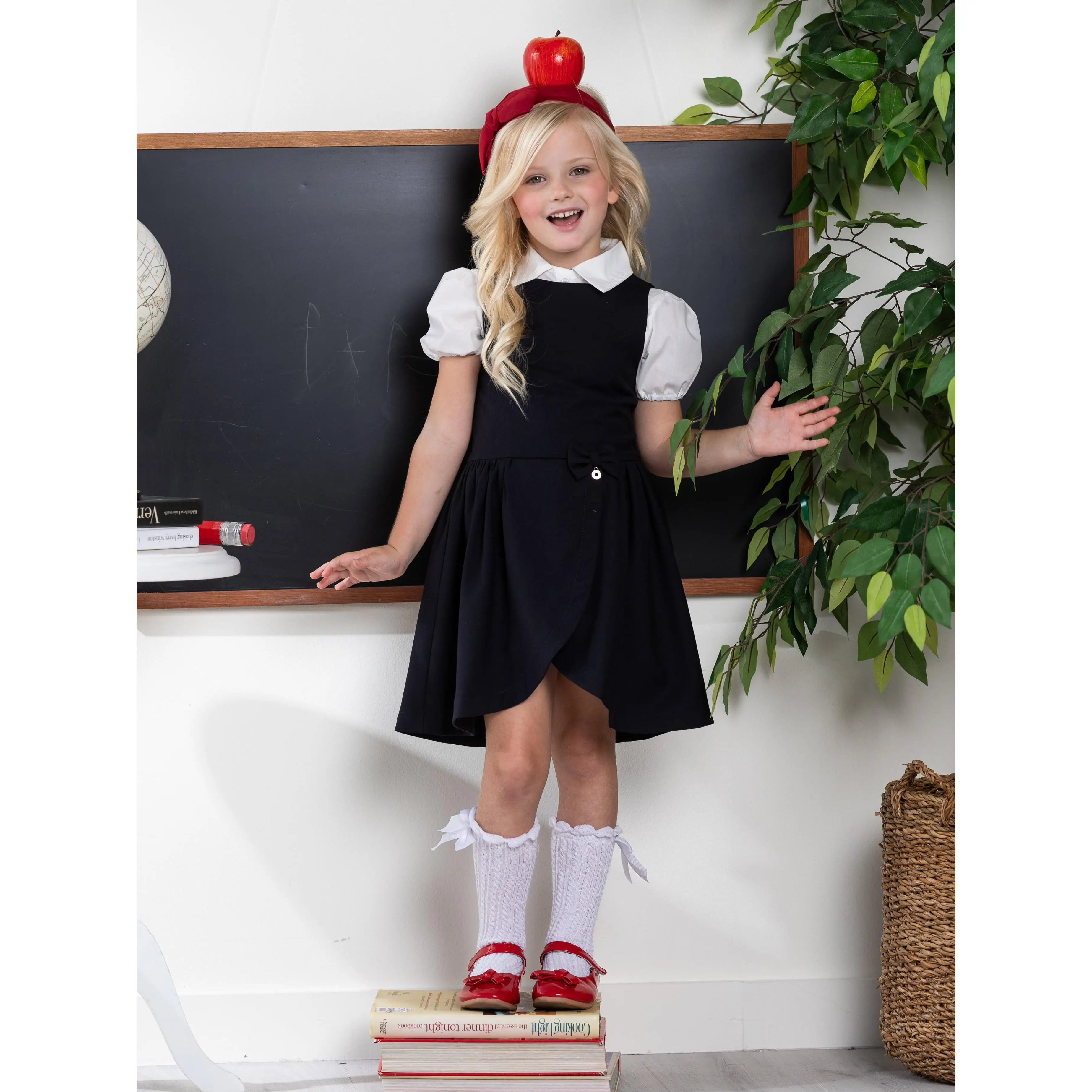 Navy Tulip Hem Girls Uniform Dress by Kids Couture