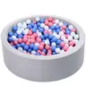 Jungledove Soft Grey Kids' Ball Pit with 100 Indoor Game Balls (Pastel Pink, White, Blue Mix) - 3-4 Years Sensory Toy, Skin-Soft, Removable Cover, Spacious, Easy Maintenance, Children Development Focus, Comfortable & Secure Environment